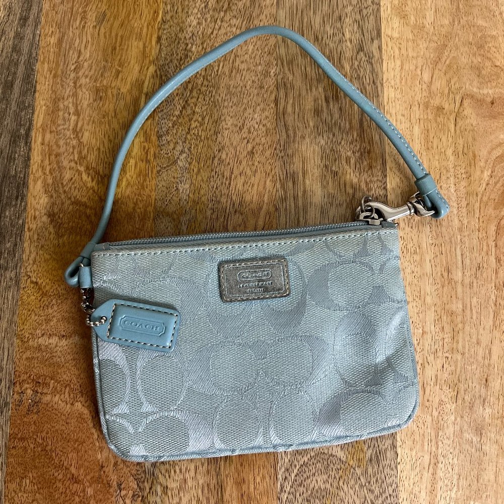 Light Blue Coach Wristlet